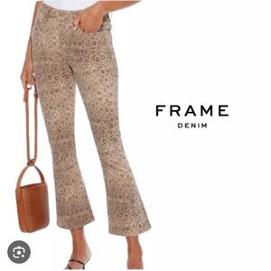 Frame Le Crop Mini Boot snake-print mid-rise bootcut jeans Size 28